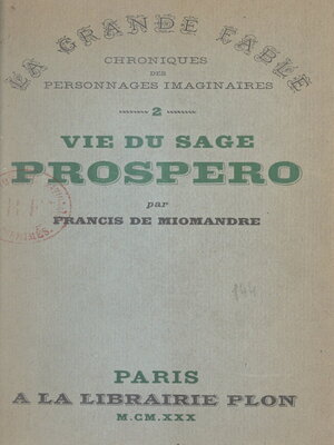 cover image of Vie du sage Prospero